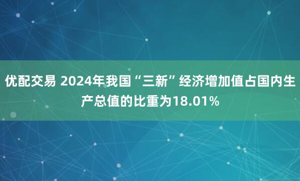 优配交易 2024年我国“三新”经济增加值占国内生产总值的比重为18.01%